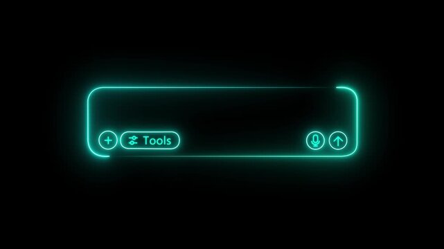 Animated AI chat bot interface. Glowing input LLM text box. Artificial claude intelligence prompt area. Large language models UI template. Chatbot, AI Agent, Prompt Engineering, LLM Motion Graphics.