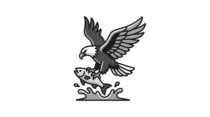 Fototapeta premium Eagle catching a fish in water.