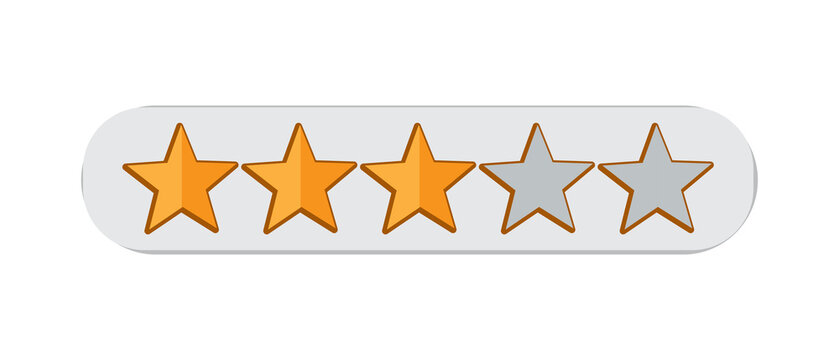 Three golden stars out of five rating design as PNG asset