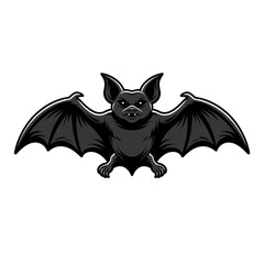 Fototapeta premium Flat Vector Clipart of Single Black Bat