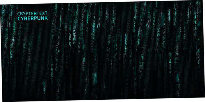 Digital Rain Cyberpunk Pattern With Green Characters On Black Background