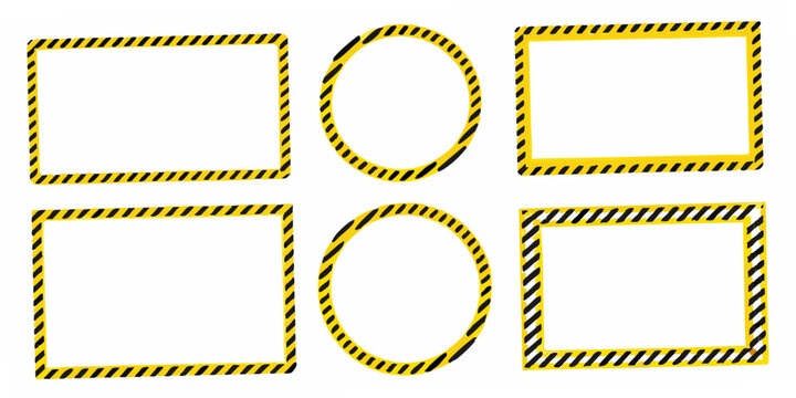 Rectangular And Circular Frames With Black And Yellow Striped Borders