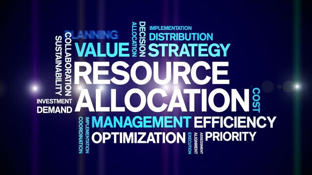 Resource Allocation animated word cloud-text design animation tag kinetic typography seamless loop.