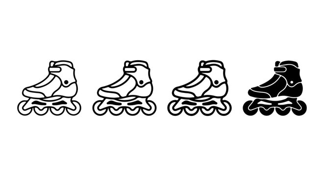 Inline Skates Vector Icons Set, Rollerblade Sport Equipment Collection, Urban Mobility Gear Graphics