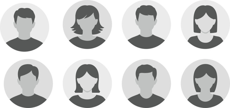 Default User Avatar Icon Set in Flat Style