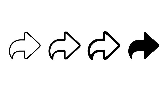 Share Icon Set, Forward Arrow Symbols, Social Media Navigation Buttons, Vector Graphics