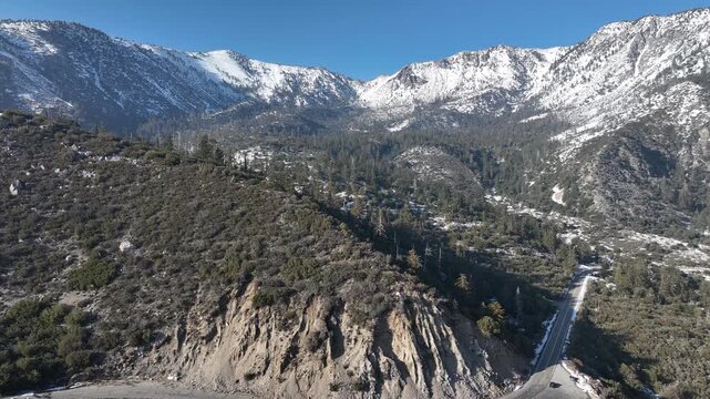 Snowy Mountain Forest in Winter Mesmerizing Aerial Views of Orbit R in San Gabriel Mts California USA