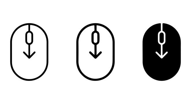 Computer Mouse Icons, Scroll Wheel Symbol, Cursor Pointer Set, Digital Navigation Elements