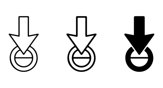 Download Icon Set, Down Arrow Symbol, Upload Button, Vector Graphics Collection