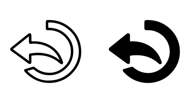 Undo Arrow Icon Set, Reload Symbol, Refresh Button, Circular Arrow Vector Graphics