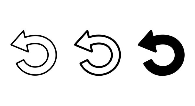 Undo Arrow Icons, Reload Symbol Set, Refresh Button Graphics, Circular Arrows