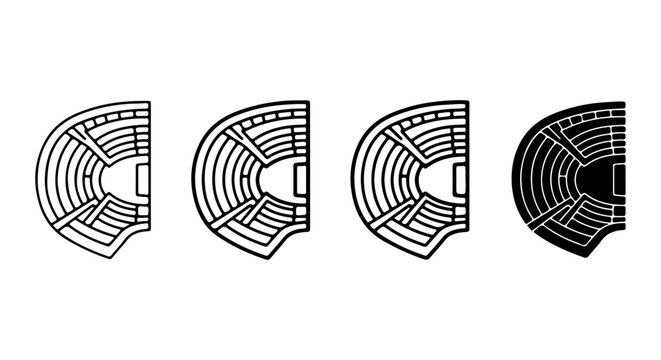 Parliamentary Chamber Icons, Government Building Seating, Political Assembly Hall Vector Graphics
