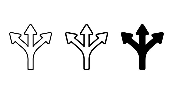 Decision Making Icons, Fork in the Road Symbols, Branching Path Vector Graphics Set