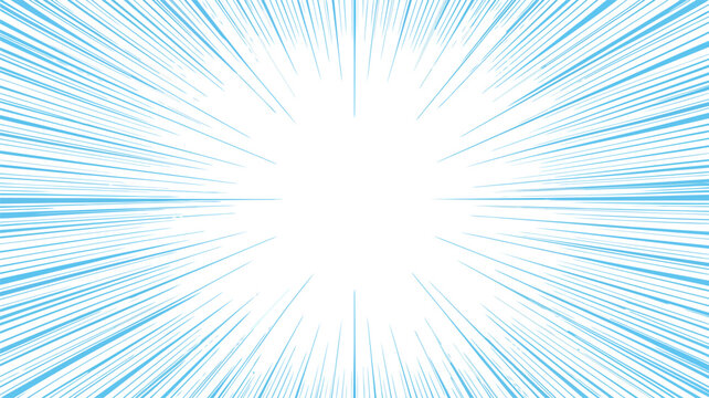 Light blue and white comic book style speed lines radiating outwards manga anime