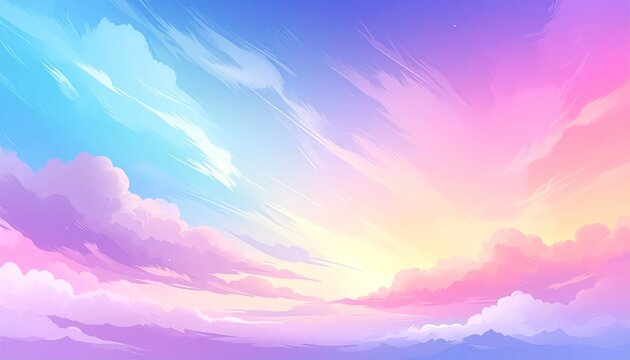 Vibrant Pastel Sky with Wispy Clouds at Sunrise.