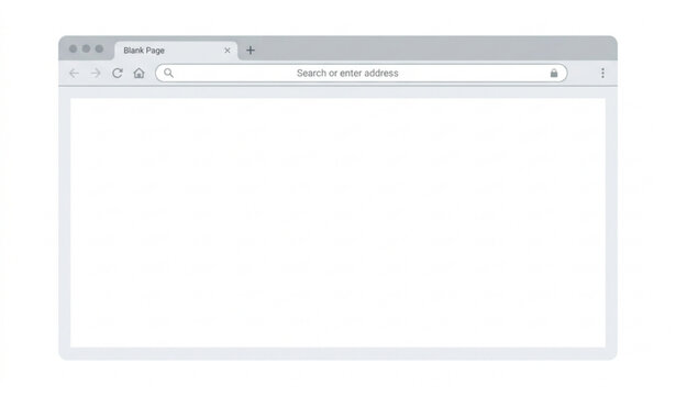 Open Web Browser Interface Light Mode with Search Bar Navigation Controls and UI Icons Vector