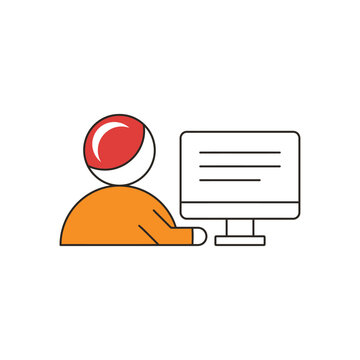 Person using laptop with red loading icon on screen
