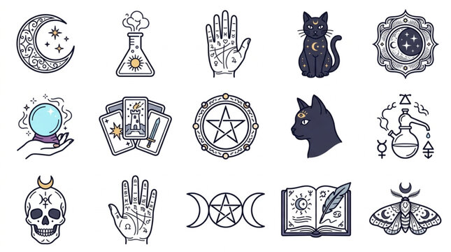 Mystical Occult Symbols and Icons Collection.