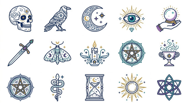 Mystical Occult Symbols and Icons Collection.