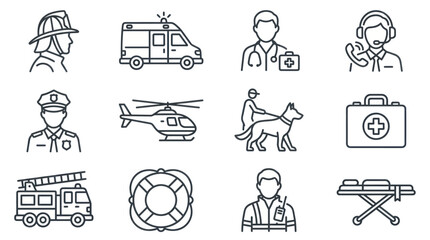Emergency Medical Response Team Icons. © Pantun