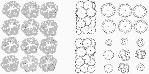 hand drawn shrub and bush illustration with various shapes hand drawn landscape botanical nature plant vegetation sketch drawing © PabanBiswas