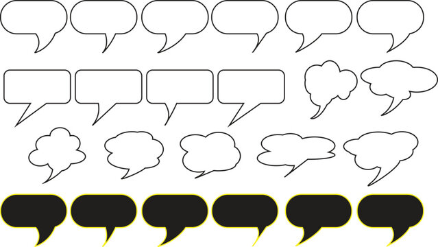 Speech bubble icon set blank outline chat balloon dialog thought cloud vector illustration collection template