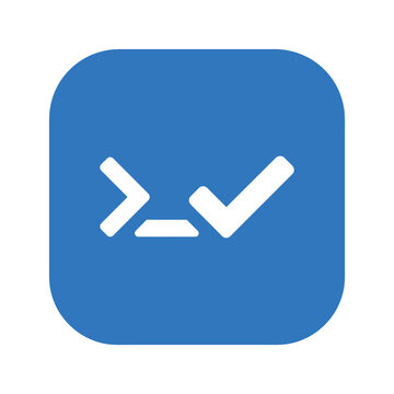 Command line execution success icon vector flat interface symbol for software development tools.