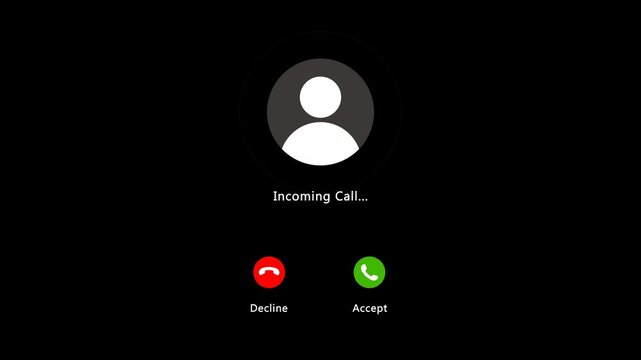 Phone call button screen animation on alpha channel, transparent background. Full HD. 4K