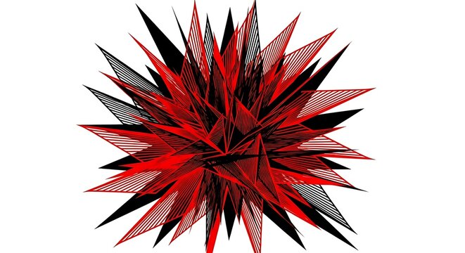 Illustration of a Spiky Red and Black Abstract Shape.