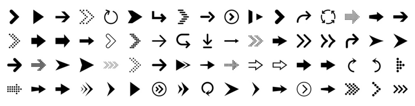 Arrow Vector Collection. Modern Directional Arrow Icons and Cursor Symbols. Minimal Navigation Vector