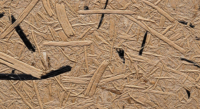 Detailed texture of wood osb background board showing natural compressed timber fibers