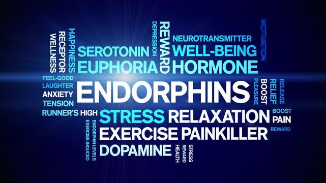 Endorphins animated word cloud-text design animation tag kinetic typography seamless loop.