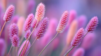 Fototapeta premium Delicate pink flower spikes in soft focus.