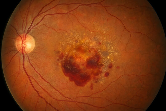 Fundus Photograph Showing Diabetic Macular Edema and Diabetic Retinopathy