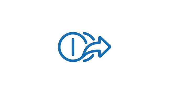 Blue outline icon for digital share export send or forward functionality in interfaces