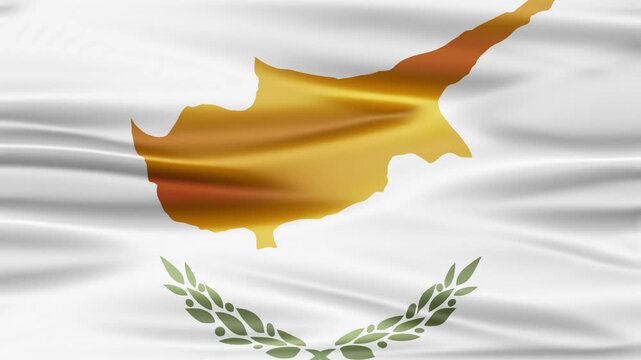 Cyprus highly detailed national flag waving in the wind close up view slow motion with alpha channel