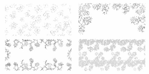 collection of four hand drawn shrub and bush silhouettes on white background silhouette plant vegetation nature botanical © Bijoy