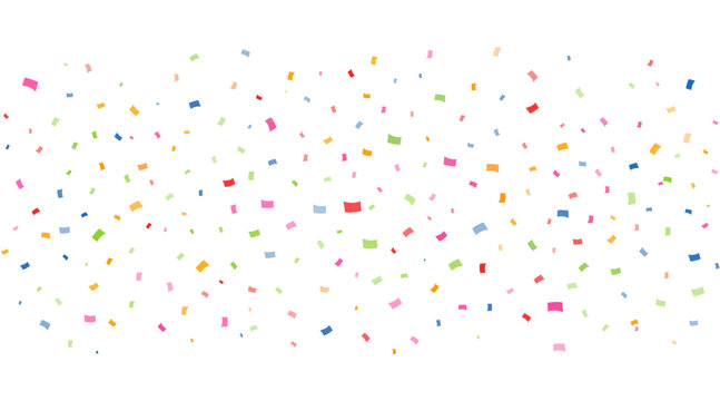 Colorful Confetti Border Frame Pattern on White Background for Birthday Party, Celebration Invitation, and Event Decor Vector Design