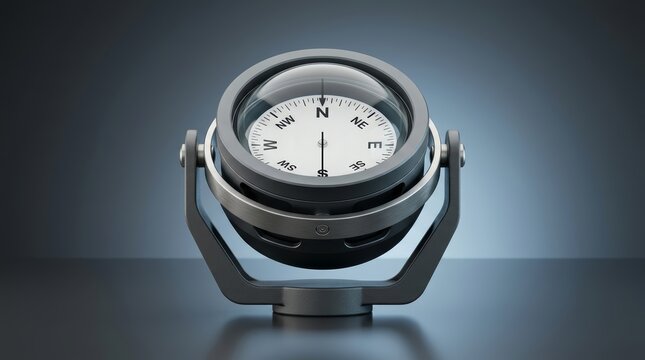 Marine compass 3D render navigational instrument engineered for directional guidance and maritime positioning accuracy
