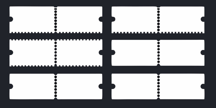 set of blank white ticket stubs on black background tickets coupons paper event passes admission entrance stub