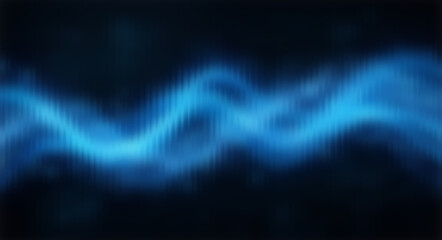 Blue Neon Wave on Dark Abstract Background © Arqam141