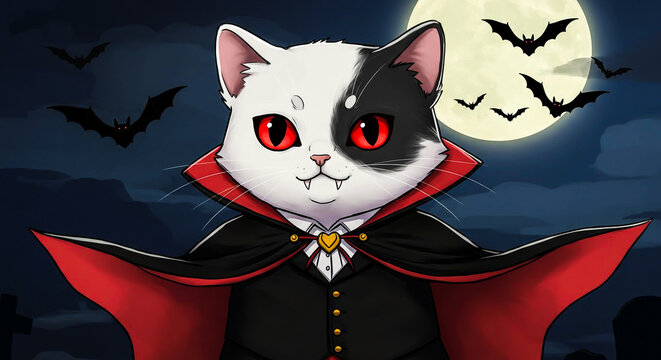 Vampire Cat under Full Moon