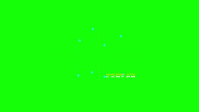 Digital geometric tracking markers on a vibrant green screen background overlay