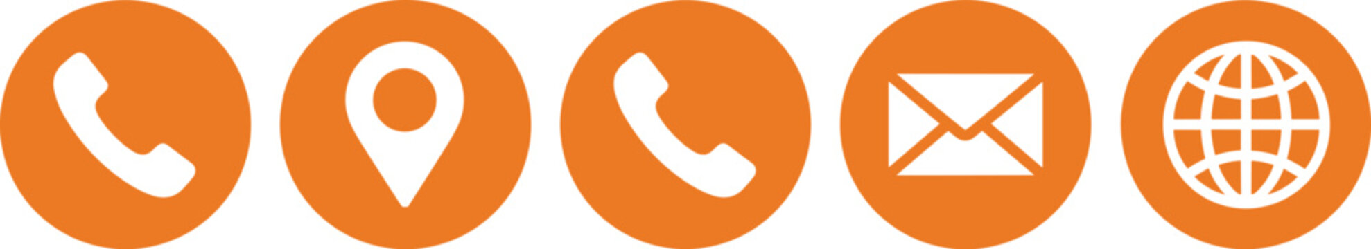 Orange Contact and Communication Icons Set