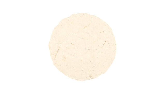 Round Handmade Textured Mulberry Paper Sheet on Transparent Background