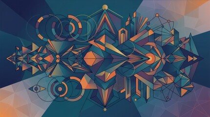 Fototapeta premium Abstract Geometric Illustration with Complex Symmetrical Shapes and Vibrant Colors.