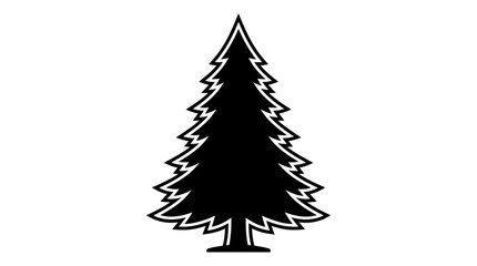 Fototapeta premium CAD tree lines Tree Black tree silhouette Evergreen tree, pine icon, black silhouette, minimalist design, nature symbol Vector