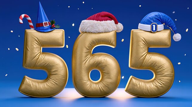 numerals. Festive golden numerals surrounded by holiday decorations, evoking a celebratory and joyful atmosphere. event programs.