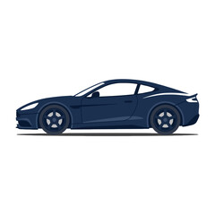 Naklejka premium A sleek dark blue sports car shown in side profile view