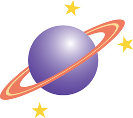 Ringed Planet Illustration – Colorful Saturn Style Space Icon Isolated PNG © Amber